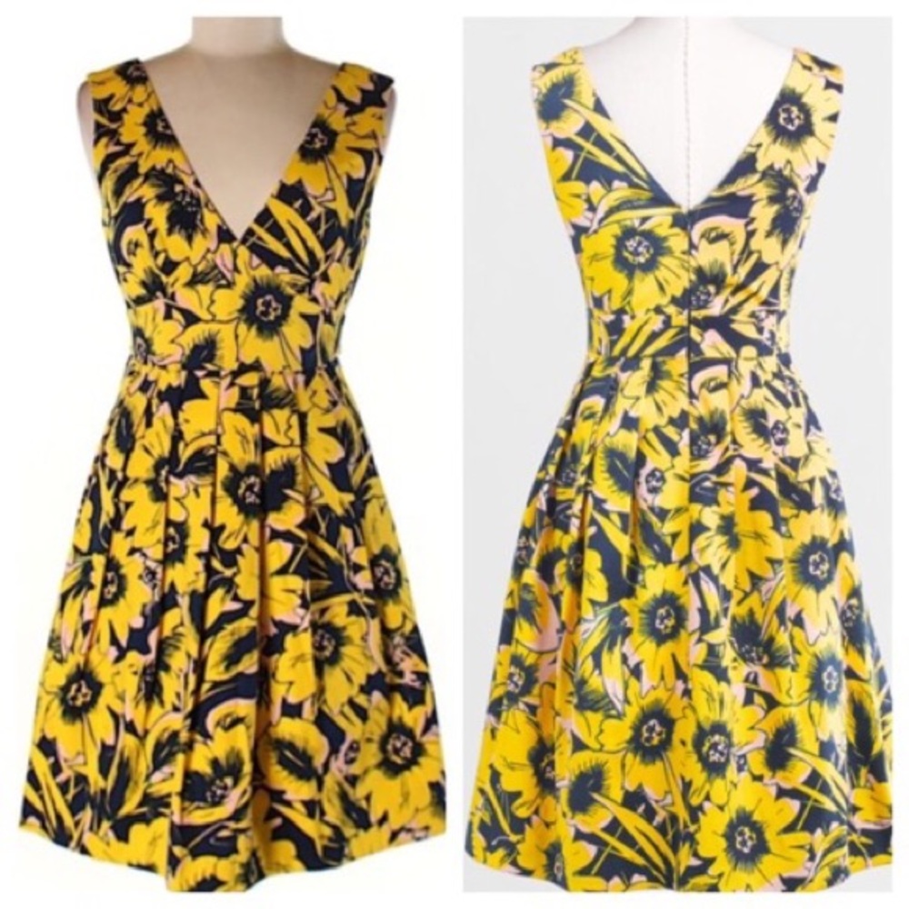 J. Crew Saffron and Navy Floral Dress